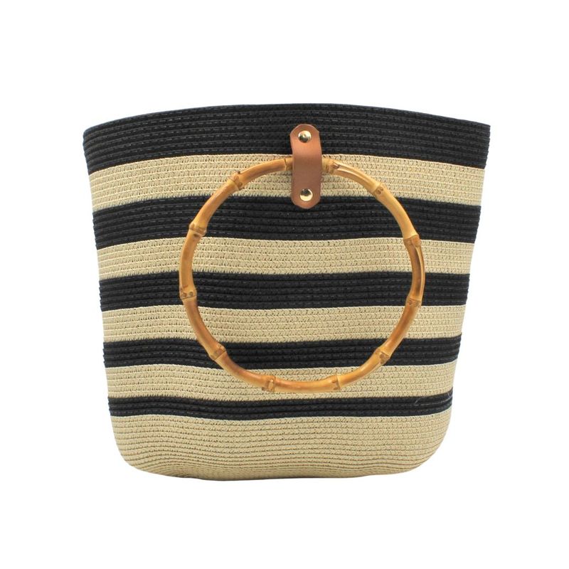 Fashion, accesorii si bijuterii - Femei - Accesorii femei - Genti si rucsacuri femei - Geanta plaja bej cu dungi negre - Infinity.ro