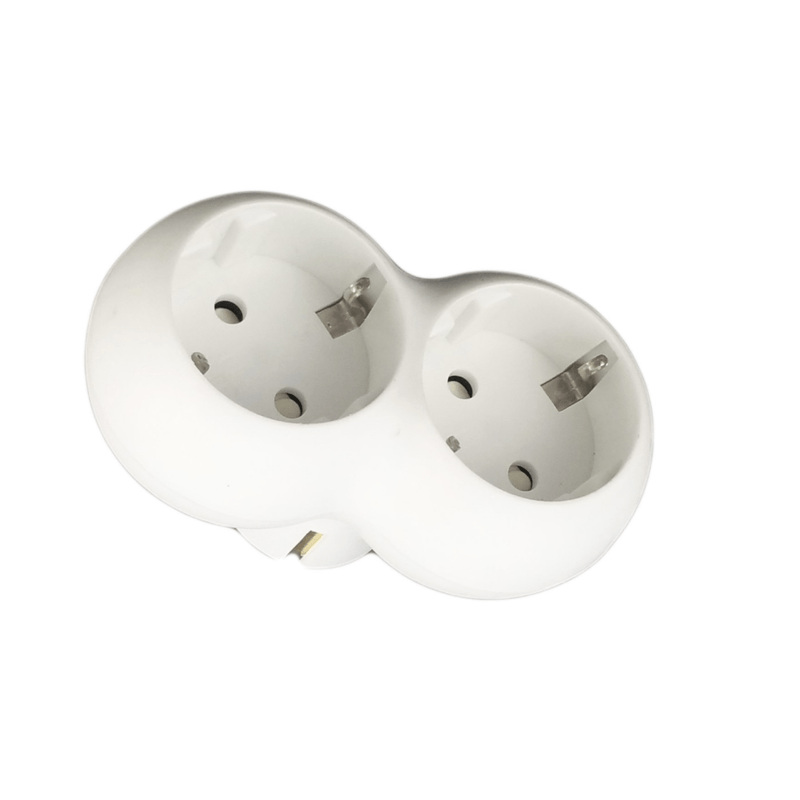 Casa si Gradina - Electrice - Distributie electrica si comanda - Intrerupatoare - Adaptor priza rotund, 2 x 2CP+CP 16 A 230 V alb, plastic ignifuc, contact de protectie IP20 - Infinity.ro