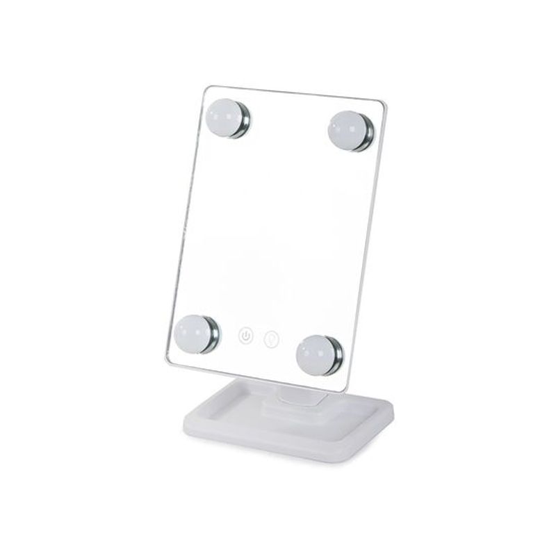 Ingrijire personala si Cosmetice - Machiaj - Oglinzi cosmetice - Oglinda cosmetica, cu LED, unghi reglabil, 4xAA, diferite culori, 18.5 x 11 x 29.5 cm - Infinity.ro