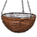 Casa si Gradina - Gradinarit si plante - Plante si ghivece - Ghivece si suporturi - Cos rotund de salcie suspendat, 4 buc, cu captuseala si lant - Infinity.ro