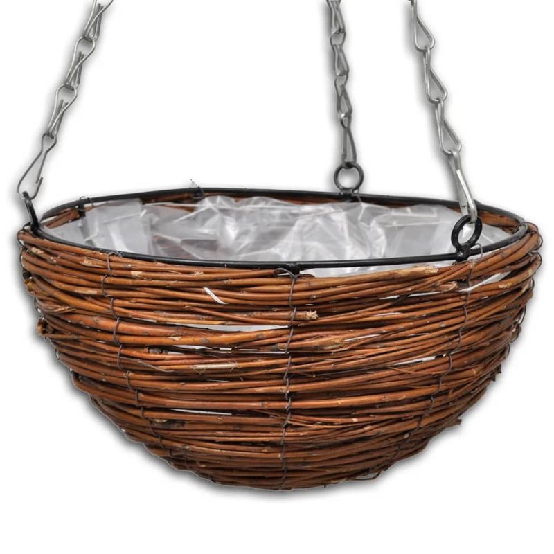 Casa si Gradina - Gradinarit si plante - Plante si ghivece - Ghivece si suporturi - Cos rotund de salcie suspendat, 4 buc, cu captuseala si lant - Infinity.ro