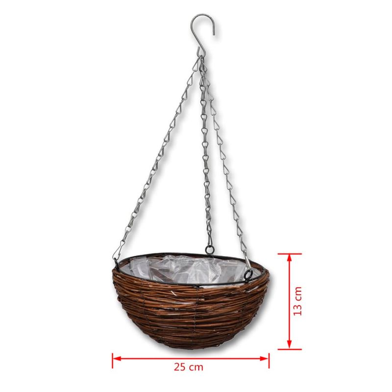 Casa si Gradina - Gradinarit si plante - Plante si ghivece - Ghivece si suporturi - Cos rotund de salcie suspendat, 4 buc, cu captuseala si lant - Infinity.ro