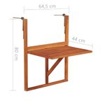 Casa si Gradina - Gradina si terasa - Mobilier exterior - Mese gradina - Masa de balcon suspendata, 64,5x44x80 cm, lemn masiv de acacia - Infinity.ro
