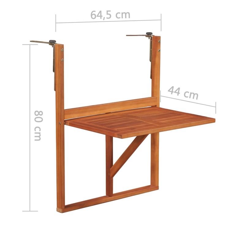 Casa si Gradina - Gradina si terasa - Mobilier exterior - Mese gradina - Masa de balcon suspendata, 64,5x44x80 cm, lemn masiv de acacia - Infinity.ro