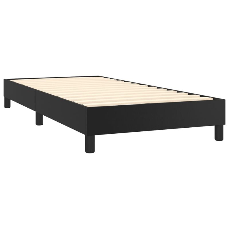 Casa si Gradina - Mobilier - Paturi si accesorii - Paturi - Pat box spring cu saltea, negru, 90x190 cm, piele ecologica - Infinity.ro
