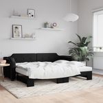 Casa si Gradina - Mobilier - Paturi si accesorii - Paturi - Pat de zi cu extensie, negru, 90x190 cm, textil - Infinity.ro