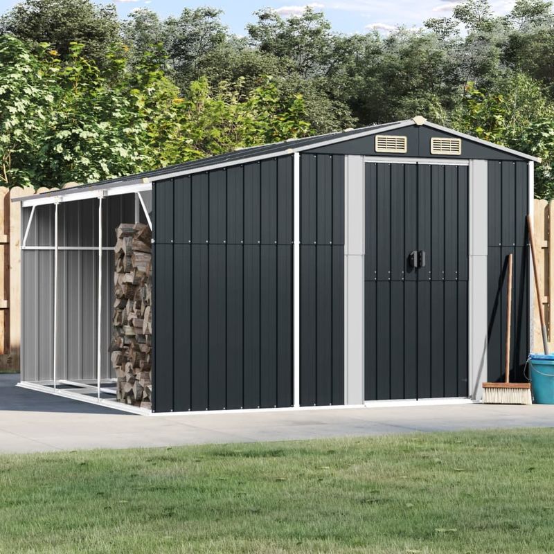Casa si Gradina - Gradina si terasa - Casute de gradina - Sopron de gradina, antracit, 277x279x179 cm, otel galvanizat - Infinity.ro