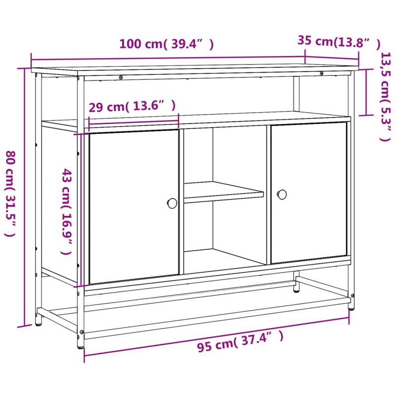 Casa si Gradina - Mobilier - Comode si corpuri - Comode - Servanta, stejar sonoma, 100x35x80 cm, lemn prelucrat - Infinity.ro