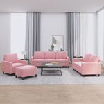 Casa si Gradina - Mobilier - Seturi de mobilier - Seturi living - Set de canapele cu perne, 4 piese, roz, catifea - Infinity.ro