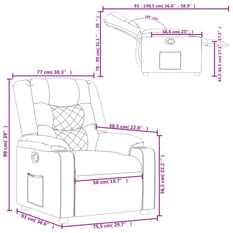Casa si Gradina - Mobilier - Scaune si fotolii - Fotolii - Fotoliu rabatabil, gri, piele ecologica - Infinity.ro