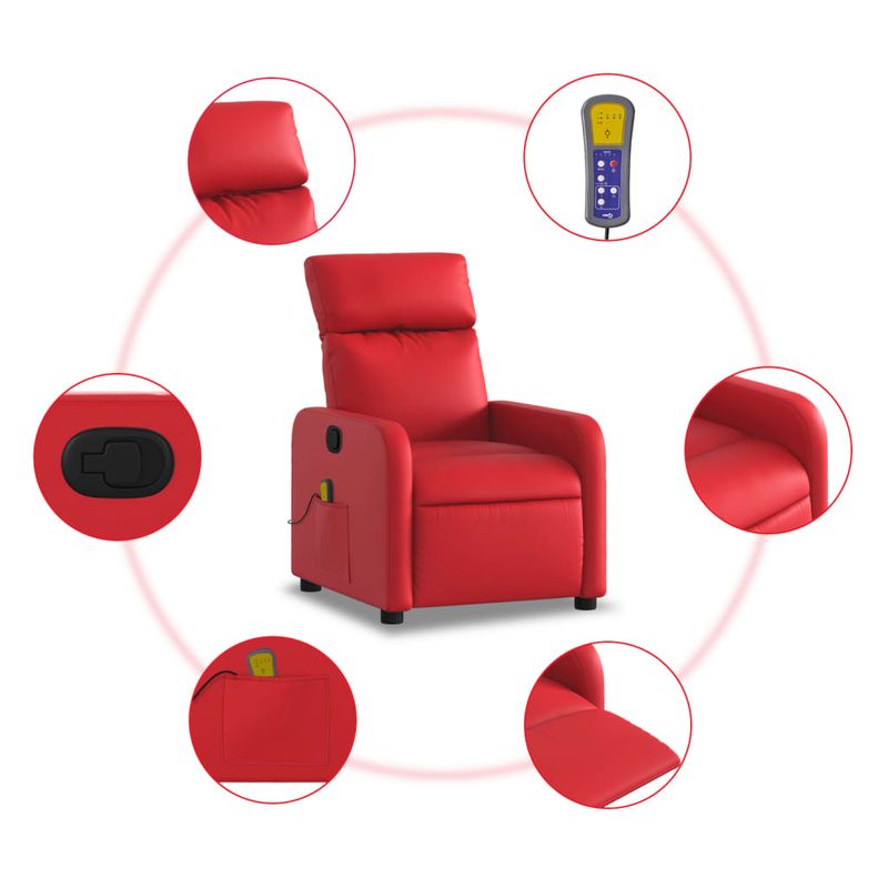 Ingrijire personala si Cosmetice - Sanatate si wellness - Articole wellness - Fotolii de masaj - Fotoliu de masaj rabatabil, rosu, piele ecologica - Infinity.ro