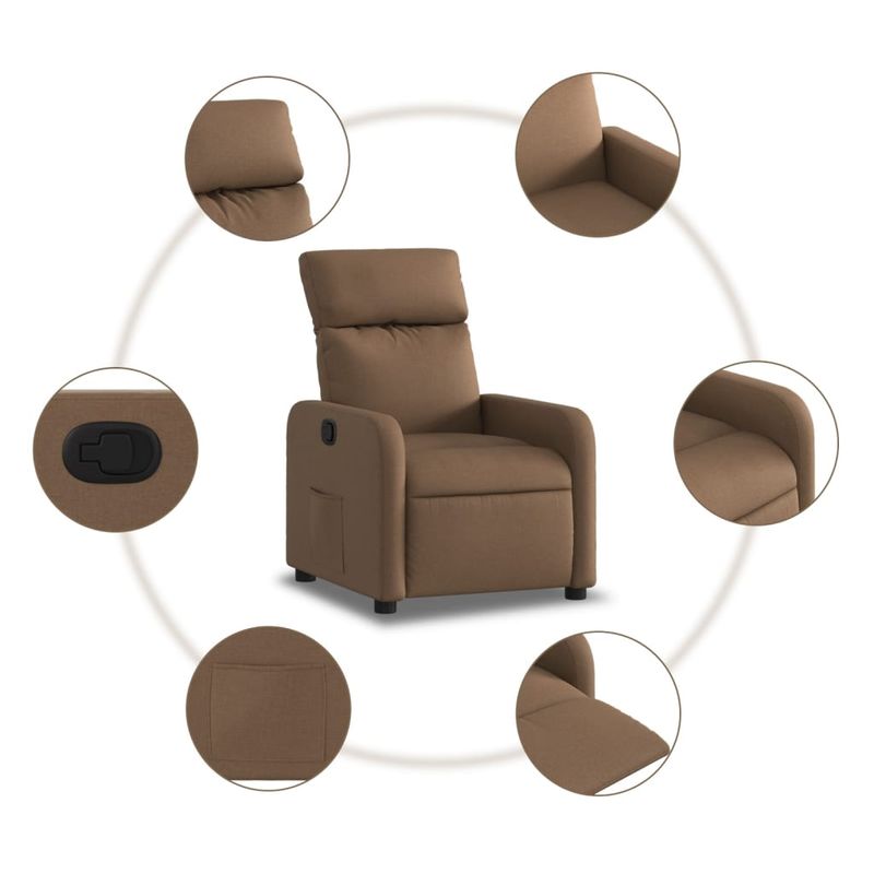 Casa si Gradina - Mobilier - Scaune si fotolii - Fotolii - Fotoliu rabatabil, maro, material textil - Infinity.ro