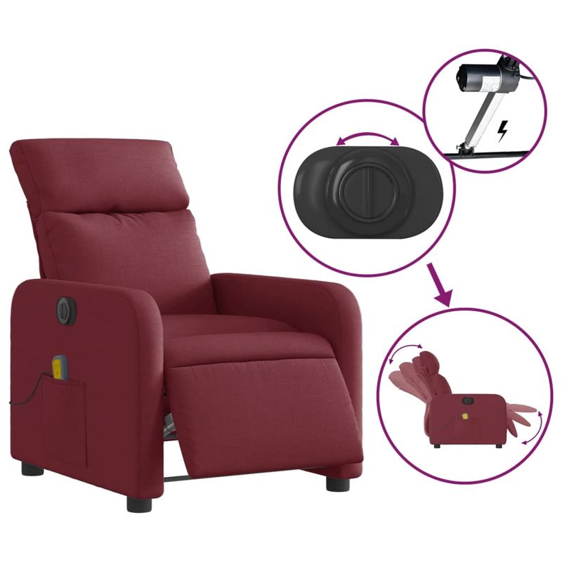 Ingrijire personala si Cosmetice - Sanatate si wellness - Articole wellness - Fotolii de masaj - Fotoliu electric de masaj rabatabil, rosu vin, textil - Infinity.ro