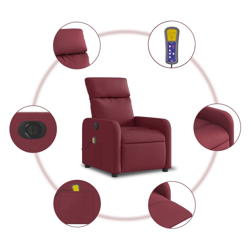 Ingrijire personala si Cosmetice - Sanatate si wellness - Articole wellness - Fotolii de masaj - Fotoliu electric de masaj rabatabil, rosu vin, textil - Infinity.ro