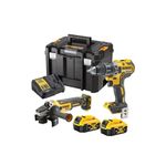 Casa si Gradina - Constructii - Scule electrice si accesorii - Masini de gaurit si insurubat - DeWALT - Set 2 scule DCD791N, DCG405N, cu acumulatori 18V, 2x5.0Ah, incarcator si cutie TSTAK [DCK2020P2T-QW] - Infinity.ro