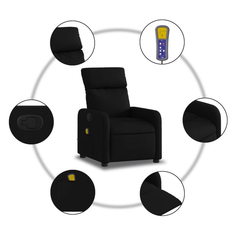 Ingrijire personala si Cosmetice - Sanatate si wellness - Articole wellness - Fotolii de masaj - Fotoliu de masaj rabatabil, negru, material textil - Infinity.ro