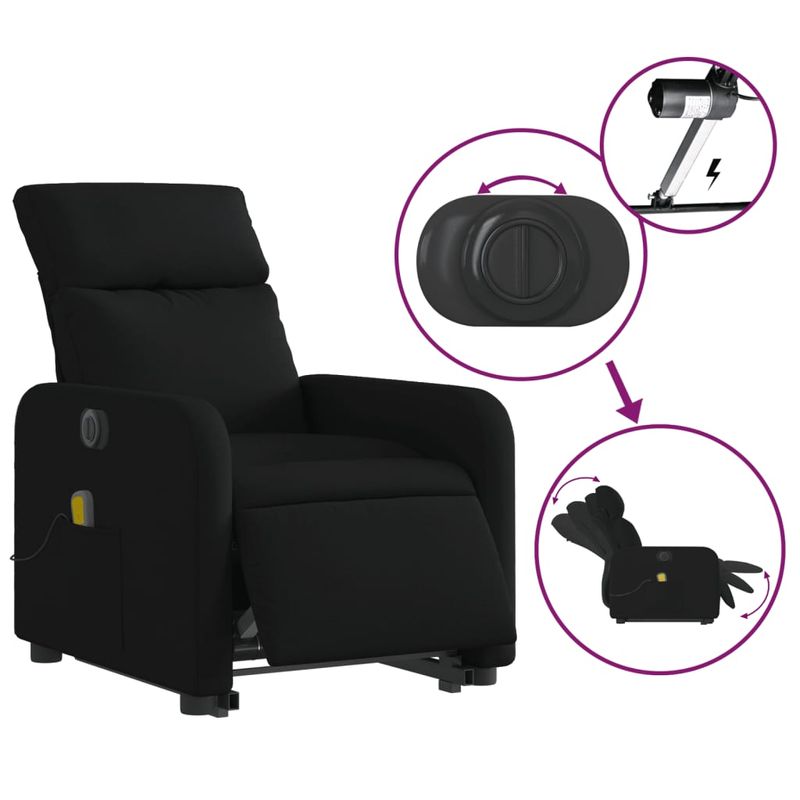 Ingrijire personala si Cosmetice - Sanatate si wellness - Articole wellness - Fotolii de masaj - Fotoliu electric de masaj rabatabil cu ridicare, negru, textil - Infinity.ro