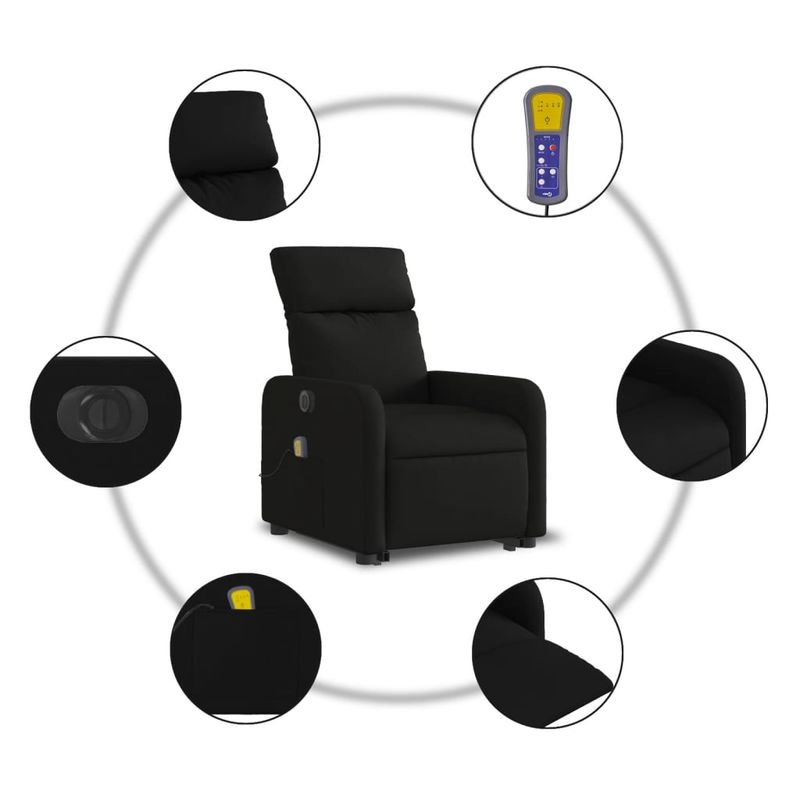 Ingrijire personala si Cosmetice - Sanatate si wellness - Articole wellness - Fotolii de masaj - Fotoliu electric de masaj rabatabil cu ridicare, negru, textil - Infinity.ro