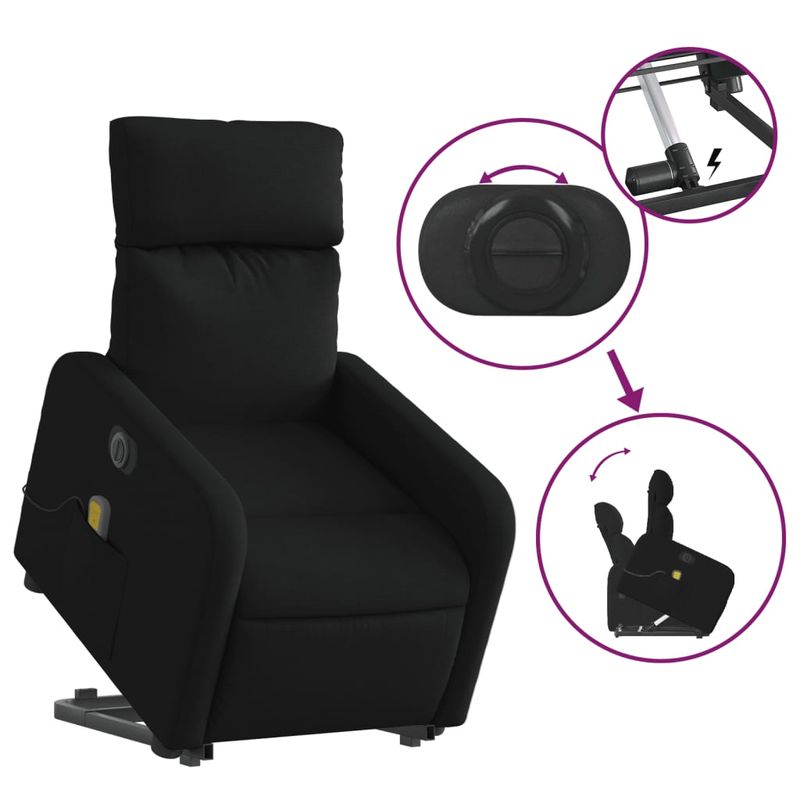 Ingrijire personala si Cosmetice - Sanatate si wellness - Articole wellness - Fotolii de masaj - Fotoliu electric de masaj rabatabil cu ridicare, negru, textil - Infinity.ro