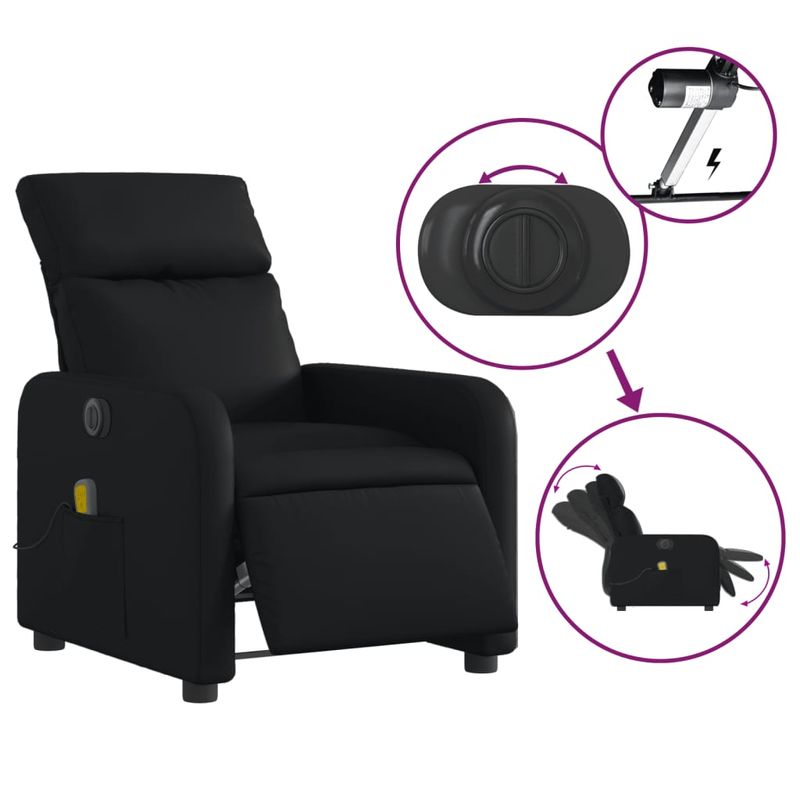 Ingrijire personala si Cosmetice - Sanatate si wellness - Articole wellness - Fotolii de masaj - Fotoliu electric de masaj rabatabil, negru, piele ecologica - Infinity.ro