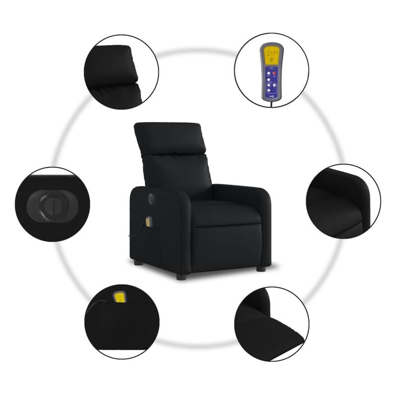 Ingrijire personala si Cosmetice - Sanatate si wellness - Articole wellness - Fotolii de masaj - Fotoliu electric de masaj rabatabil, negru, piele ecologica - Infinity.ro