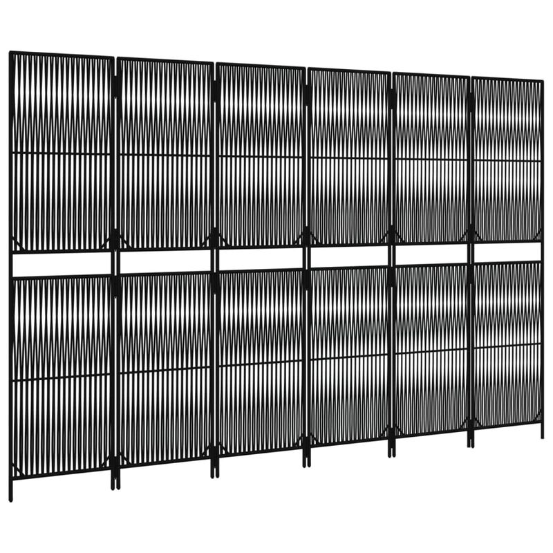 Casa si Gradina - Decoratiuni - Pereti despartitori si paravane - Separator de camera cu 6 panouri, negru, poliratan, model țesătură cu linii, mărime 294x180 cm - Infinity.ro