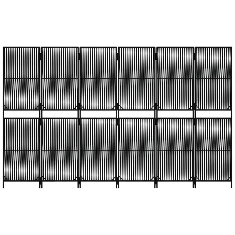 Casa si Gradina - Decoratiuni - Pereti despartitori si paravane - Separator de camera cu 6 panouri, negru, poliratan, model țesătură cu linii, mărime 294x180 cm - Infinity.ro