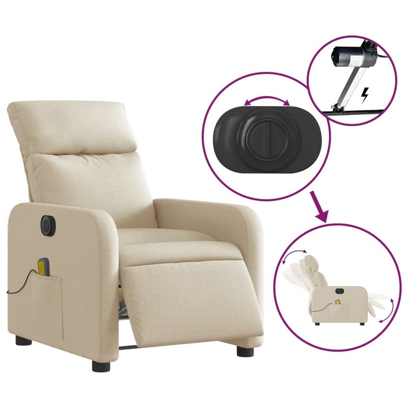 Ingrijire personala si Cosmetice - Sanatate si wellness - Articole wellness - Fotolii de masaj - Fotoliu electric de masaj rabatabil, crem, textil - Infinity.ro