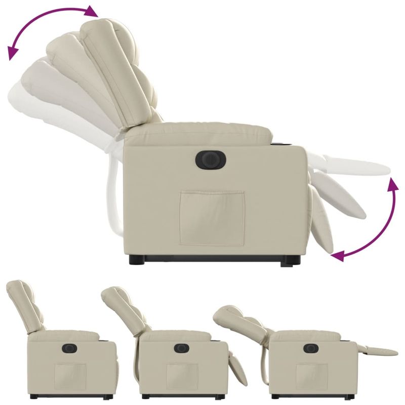 Casa si Gradina - Mobilier - Scaune si fotolii - Fotolii - Fotoliu rabatabil electric cu ridicare, crem, piele ecologica - Infinity.ro