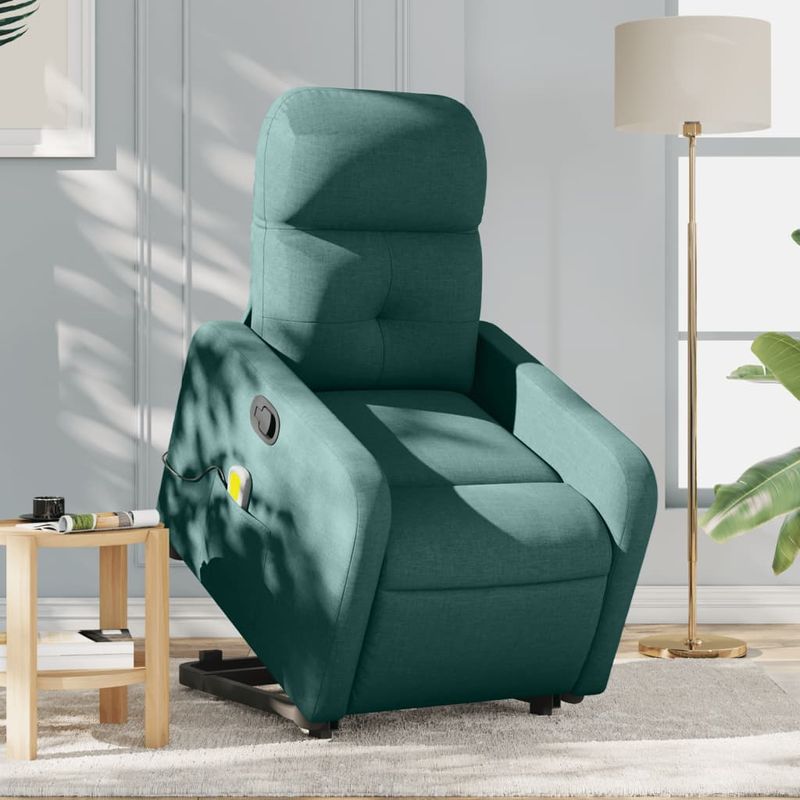 Ingrijire personala si Cosmetice - Sanatate si wellness - Articole wellness - Fotolii de masaj - Fotoliu rabatabil de masaj, cu ridicare, verde inchis, textil - Infinity.ro