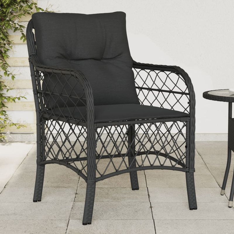 Casa si Gradina - Gradina si terasa - Mobilier exterior - Scaune si sezlonguri gradina - Scaune de gradina cu perne, 2 buc., negru, poliratan - Infinity.ro