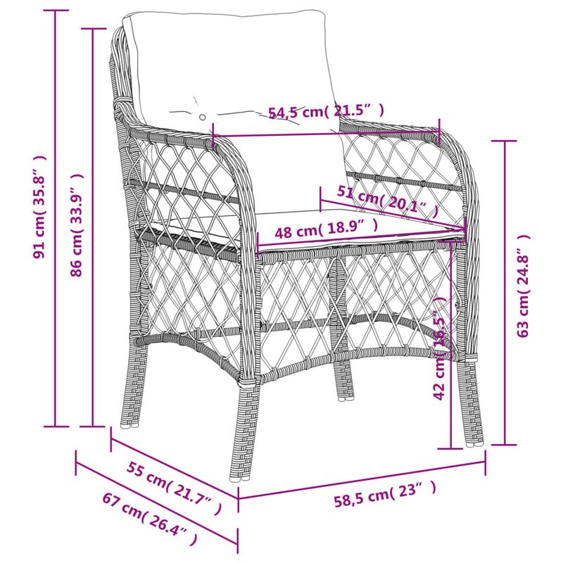 Casa si Gradina - Gradina si terasa - Mobilier exterior - Scaune si sezlonguri gradina - Scaune de gradina cu perne, 2 buc., negru, poliratan - Infinity.ro