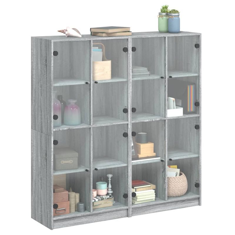Casa si Gradina - Mobilier - Biblioteci si rafturi - Biblioteci - Biblioteca cu usi gri sonoma 136x37x142 cm lemn compozit - Infinity.ro
