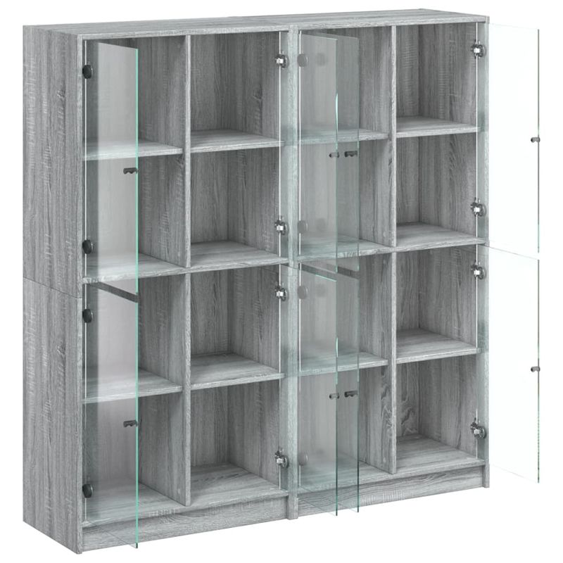 Casa si Gradina - Mobilier - Biblioteci si rafturi - Biblioteci - Biblioteca cu usi gri sonoma 136x37x142 cm lemn compozit - Infinity.ro