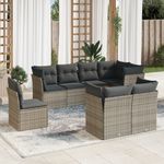 Casa si Gradina - Gradina si terasa - Mobilier exterior - Seturi mobila gradina - Set canapele de gradina cu perne, 8 piese, gri, poliratan - Infinity.ro