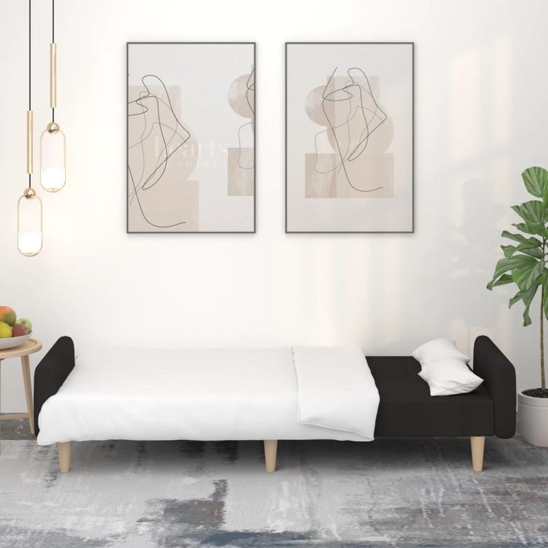 Casa si Gradina - Mobilier - Canapele si coltare - Canapele - Canapea extensibila cu 2 locuri, negru, material textil - Infinity.ro