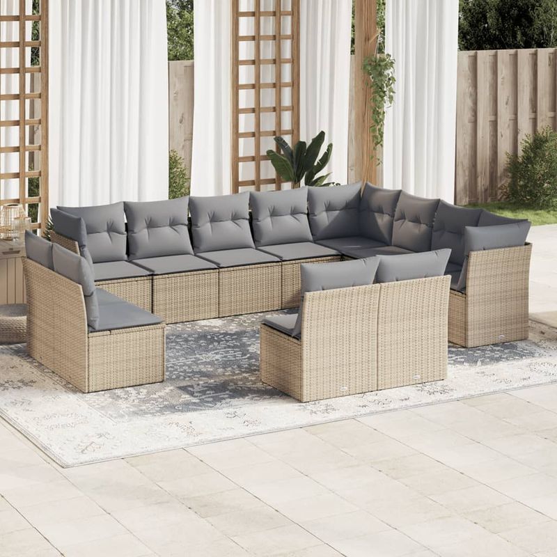Casa si Gradina - Gradina si terasa - Mobilier exterior - Seturi mobila gradina - Set canapele de gradina cu perne, 12 piese, bej, poliratan - Infinity.ro