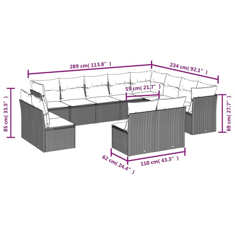 Casa si Gradina - Gradina si terasa - Mobilier exterior - Seturi mobila gradina - Set canapele de gradina cu perne, 12 piese, bej, poliratan - Infinity.ro