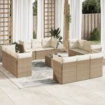 Casa si Gradina - Gradina si terasa - Mobilier exterior - Seturi mobila gradina - Set canapele de gradina, 13 piese, cu perne, bej, poliratan - Infinity.ro