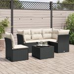 Casa si Gradina - Gradina si terasa - Mobilier exterior - Seturi mobila gradina - Set mobilier de gradina cu perne, 6 piese, negru, poliratan - Infinity.ro