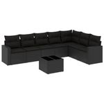 Casa si Gradina - Gradina si terasa - Mobilier exterior - Seturi mobila gradina - Set mobilier de gradina cu perne, 8 piese, negru, poliratan - Infinity.ro