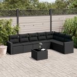 Casa si Gradina - Gradina si terasa - Mobilier exterior - Seturi mobila gradina - Set mobilier de gradina cu perne, 8 piese, negru, poliratan - Infinity.ro