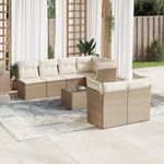 Casa si Gradina - Gradina si terasa - Mobilier exterior - Seturi mobila gradina - Set canapele de gradina, 8 piese, cu perne, bej, poliratan - Infinity.ro