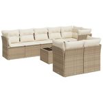 Casa si Gradina - Gradina si terasa - Mobilier exterior - Seturi mobila gradina - Set canapele de gradina, 9 piese, cu perne, bej, poliratan - Infinity.ro