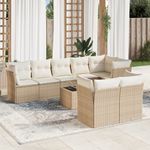 Casa si Gradina - Gradina si terasa - Mobilier exterior - Seturi mobila gradina - Set canapele de gradina, 9 piese, cu perne, bej, poliratan - Infinity.ro
