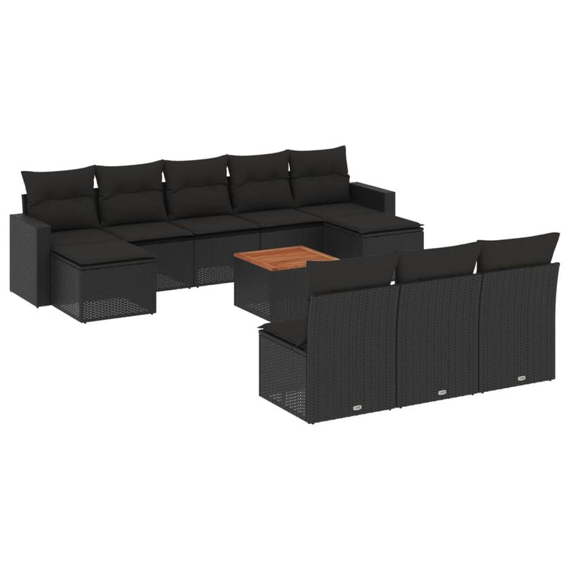 Casa si Gradina - Gradina si terasa - Mobilier exterior - Canapele si fotolii gradina - Set canapele de gradina cu perne, 11 piese, negru, poliratan - Infinity.ro