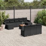 Casa si Gradina - Gradina si terasa - Mobilier exterior - Canapele si fotolii gradina - Set canapele de gradina cu perne, 11 piese, negru, poliratan - Infinity.ro