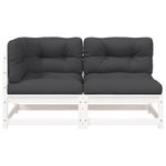 Casa si Gradina - Gradina si terasa - Mobilier exterior - Canapele si fotolii gradina - Canapea de gradina cu 2 locuri, cu perne, alb, lemn masiv pin - Infinity.ro