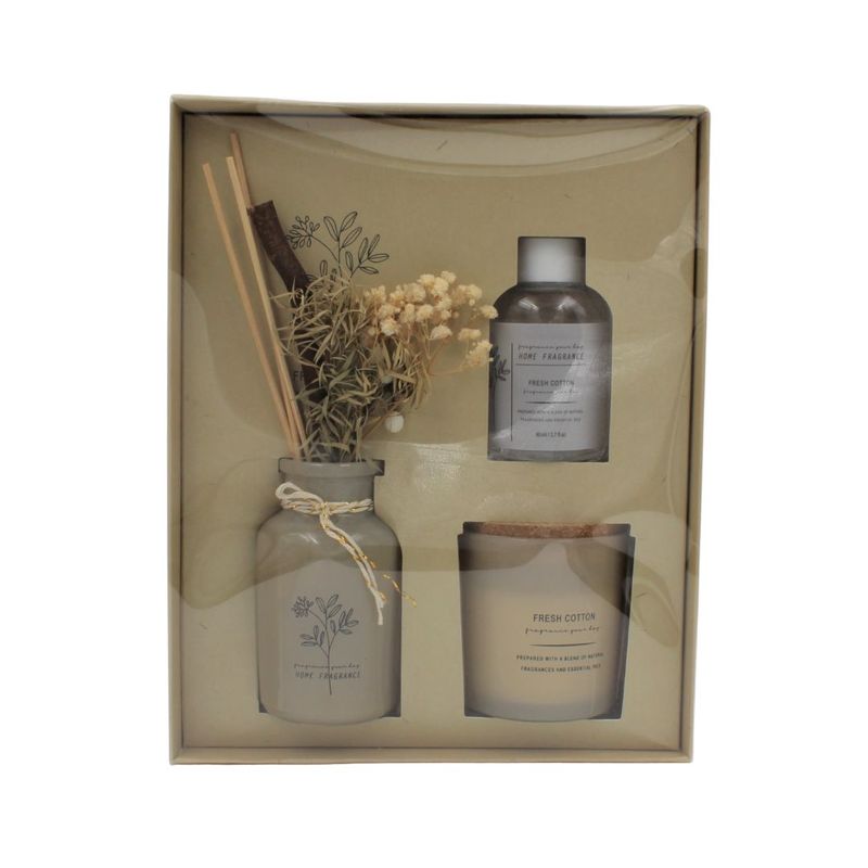 Casa si Gradina - Decoratiuni - Aromaterapie si lumanari - Odorizante camera - Set odorizant camera si lumanare Fresh cotton - Infinity.ro