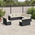 Casa si Gradina - Gradina si terasa - Mobilier exterior - Canapele si fotolii gradina - Set canapele de gradina cu perne, 11 piese, negru, poliratan - Infinity.ro